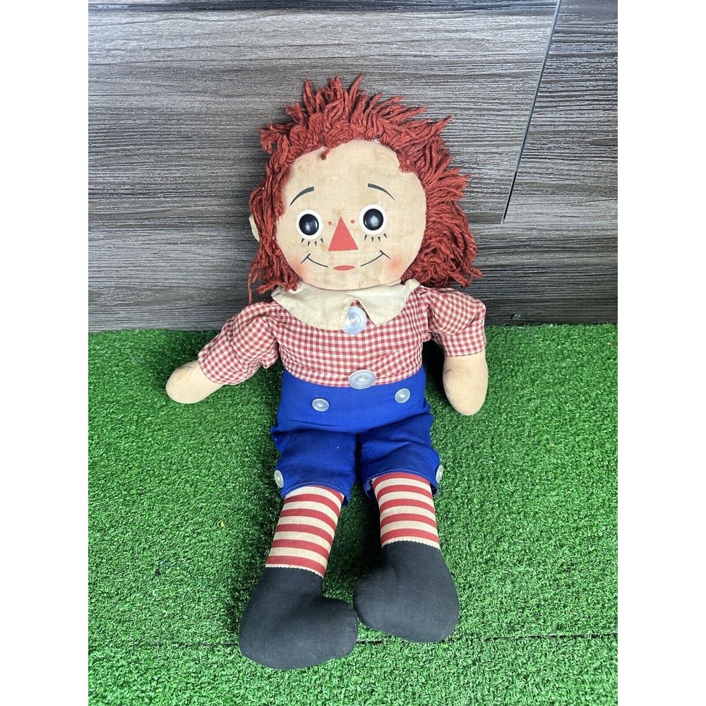 Knickerbocker Raggedy Andy Doll Boy 14” Fabric Red Yarn Hair‎ Plush Vtg 60s 70s